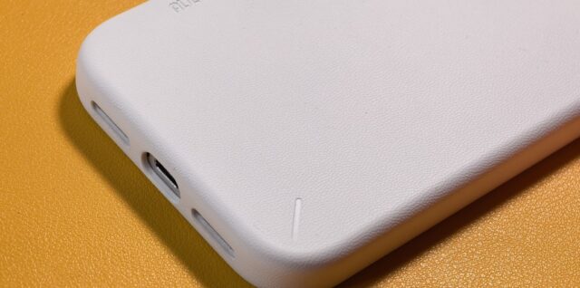 White smartphone case with charging ports on side