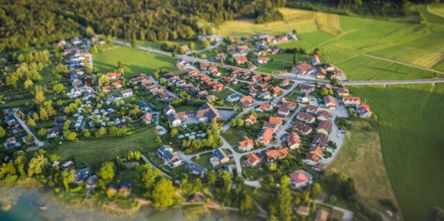 aerial view of town